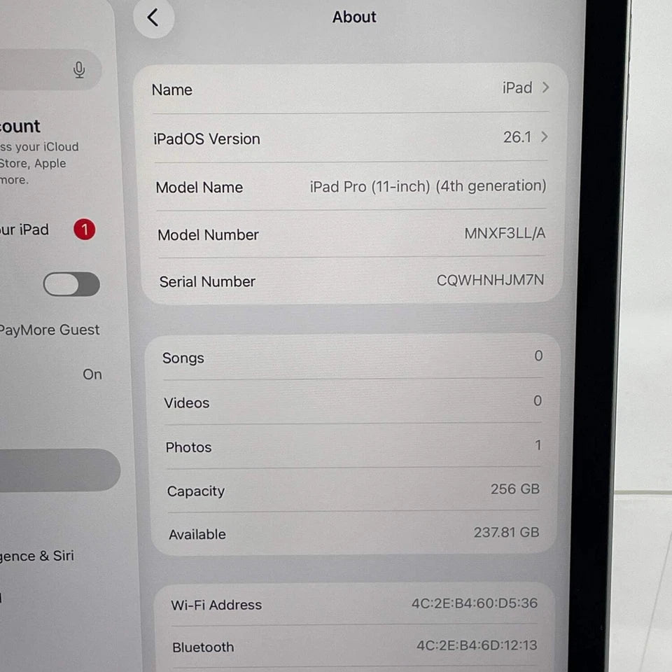 iPad Pro 11" 4ta Gen 256GB (Vendido)